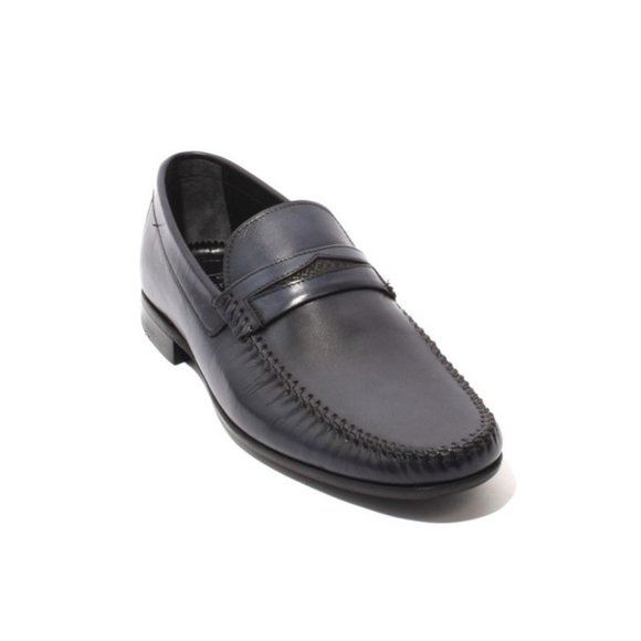 ROBERTO SERPENTINI 43206b Navy Leather Loafers Shoes